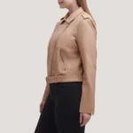 Shop Women Belted Moto Biker Jacket Water Repellent - Image 3