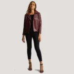 Shop Women Biker Short Leather Jacket - Image 2