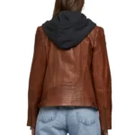 leather jacket with removable hood