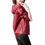 casual red leather jacket