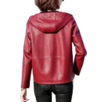 women's red leather jacket