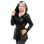 women's black hooded coat