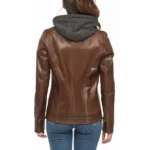 women's leather hoodie