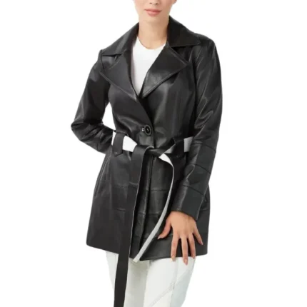 knee length leather coat