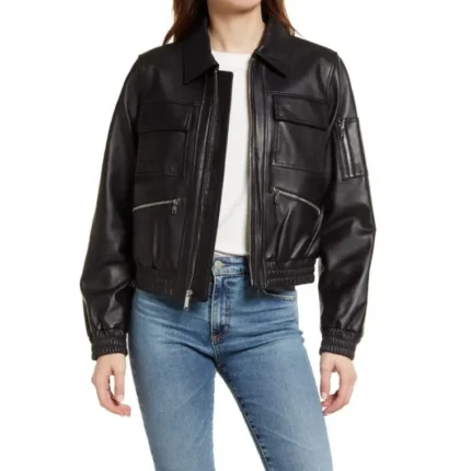 utility leather bomber jacket