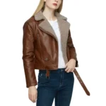 brown faux shearling jacket