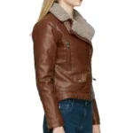 faux shearling biker jacket