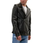 belted moto leather jacket