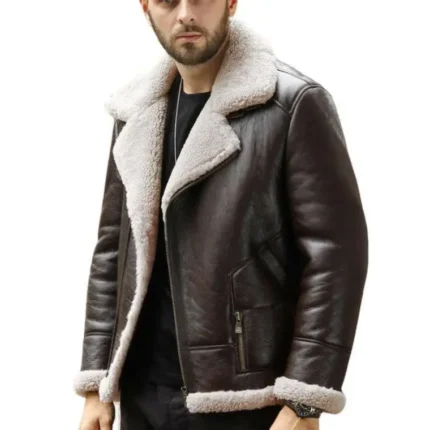 brown leather bomber jacket