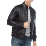 quilted leather bomber jacket