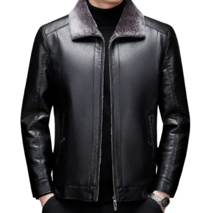 black faux shearling jacket