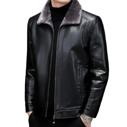 faux fur lined leather jacket