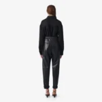 Women's Drawstring Waist Relaxed Leather Jogging Pants - Image 5