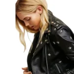 Vita Women’s Star-Studded Black Leather Biker Jacket - Image 3