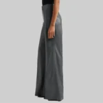 Andrea Women’s High-Waist Grey Leather Flare Pants - Image 3