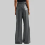 Andrea Women’s High-Waist Grey Leather Flare Pants - Image 4