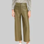Bess Women’s Olive Green Crop Leather Pants