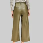 Bess Women’s Olive Green Crop Leather Pants - Image 3