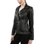 black leather biker jacket for women