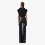 Women's Full-Length Relaxed Fit Leather Flare Pants - Image 5