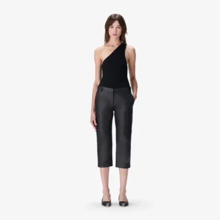 bermuda-style leather pants