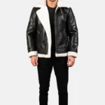 black and white shearling bomber jacket