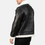 Francis Men’s Black And White Leather Fur Bomber Jacket - Image 5