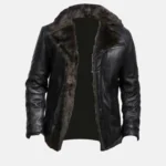 men’s black shearling leather jacket