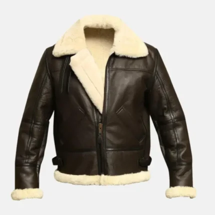 brown shearling bomber jacket for men