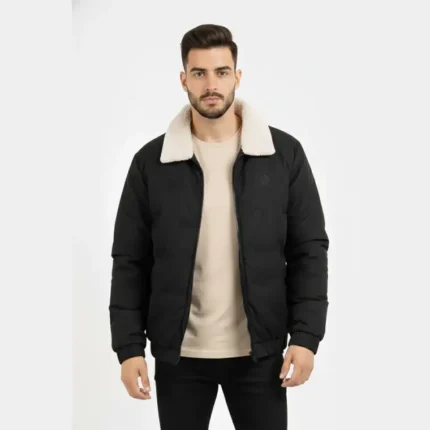 sherpa collar puffer jacket