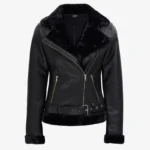 black leather biker jacket women