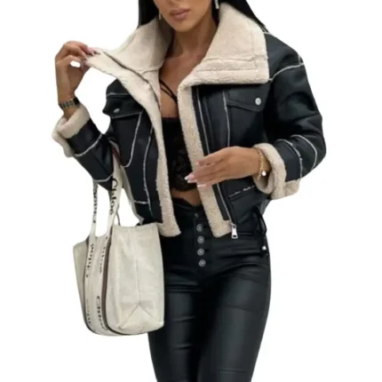 black faux shearling jacket