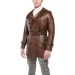 brown waxed leather coat