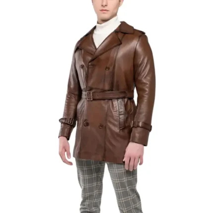 brown waxed leather coat
