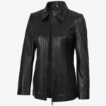 Marsha Women's Leather Black Car Coat
