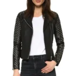 women’s black leather moto jacket