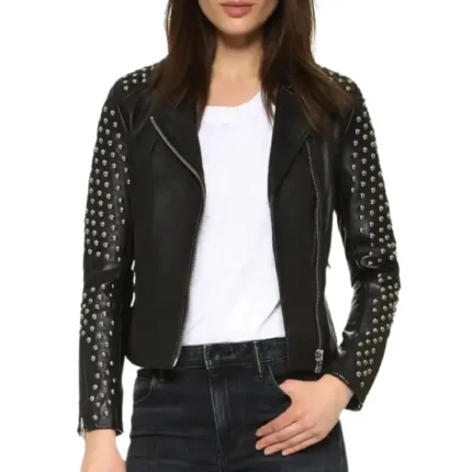 women’s black leather moto jacket