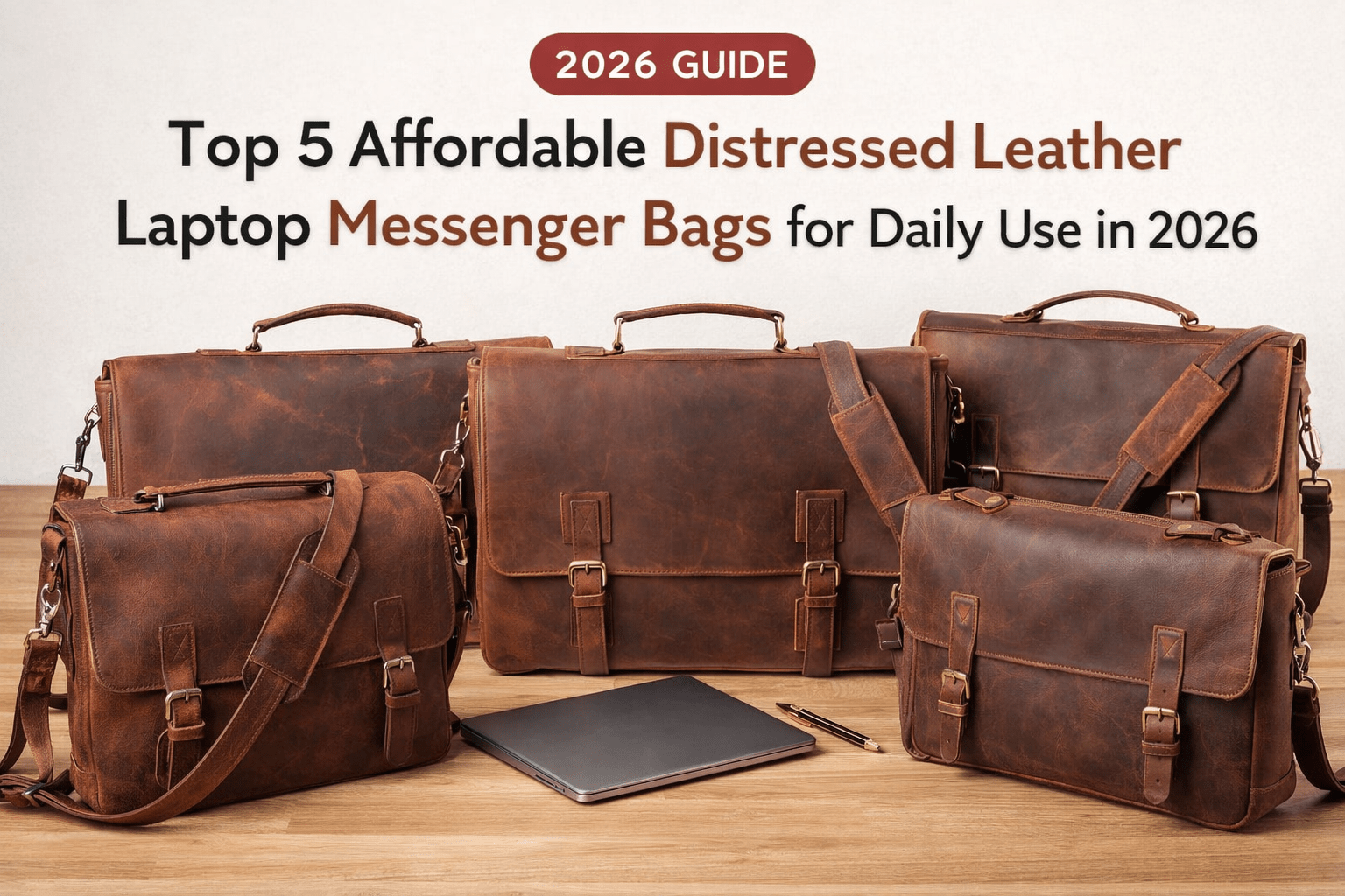 distressed leather laptop messenger bag