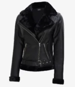 black leather biker jacket for women