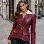 Womens Burgundy Leather Jacket