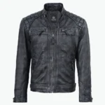 black distressed biker jacket