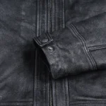 men’s washed distressed black leather jacket