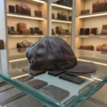 Chicago Plain Genuine Leather Brown Cap for Men - Image 2