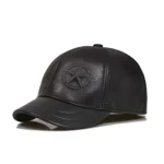 Plain Genuine Cowhide Leather Baseball Cap for Men - Image 2