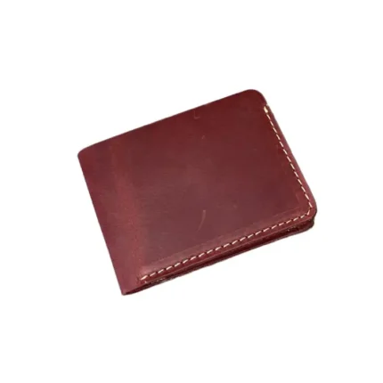 Slim bifold leather wallet with coin pocket