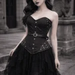 Black underbust corset - Steel Boned Lacing Corset - Image 2