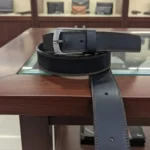 Matte buckle leather belt