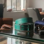 Harbor Green Pebbled Genuine Leather Belt for Men - Image 3
