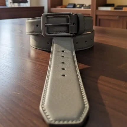 Textured leather belt for men