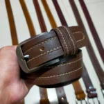 Premium dark brown leather belt